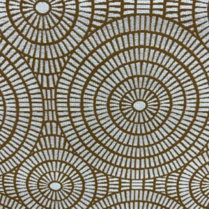 U52 - Upholstery - Designer Range - Thick Industrial Grade - Big Circles of Mustard and White - Very Striking - 140cm wide - $20.00 per mtr