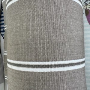 Curtaining - C43 - Manor Cobblestone- Designer Range - 100% Linen - Dark Tan with a thin cream and Brown Stripe - 143cm wide - $20.00 pm