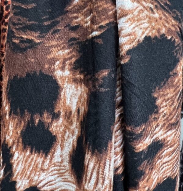 100% Rayon - (S2-RB3) Large  Brown / Black Animal Print - 100% Rayon - 142cm wide - $18.00 per mtr