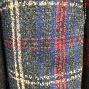 Wool Blend - S9-H - 80% Wool - 20% Polyester -Charcoal with Fine lines of Red, Lemon and Royal Blue - Very Elegant - Double Thickness - 152cm wide - $49.00 per mtr