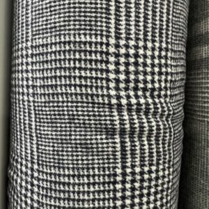Wool Blend - S9-R - Double Checkered Navy Blue and White Houndstooth - Double Thickness, Navy Backing - 80% Wool - 20% Polyester - 152cm wide - $59.00 per mtr