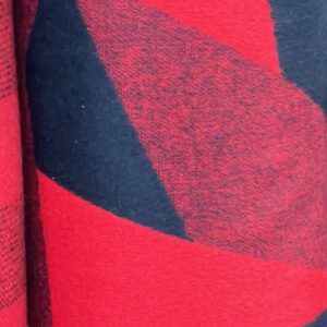 Wool Blend - S9-V - Navy and Bright Red Triangle Shapes - 80% Wool - 20% Polyester - Double Thickness- 152cm wide - $59.00 per mtr