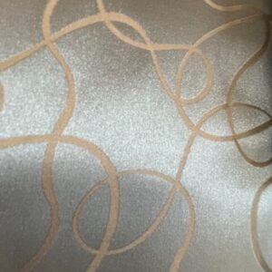 C123 - Curtaining - Gold Shot with Blue, Gold Sqiggles  - Satin Looking - 100% Polyester - 150cm wide - $15.00 per mtr