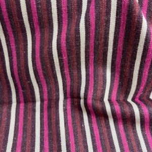 U76 - Upholstery - Thick Weave with 3mm stripe of Cream dark and Light Burgundy and Vibrant Pink - 146cm wide - $15.00 per mtr