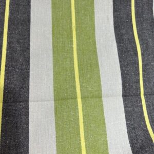 U134 - Upholstery - 3cm Stripes of Lime, Tan and Cream with a pin stripe of Yellow - look good at the beach - 144cm wide - Thick 100% Polyester - $15.00 per mtr