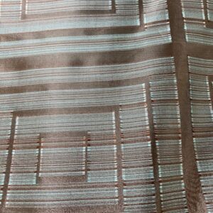 CS86 - 3 Mtr Wide / Drop Curtaining Sheers - Teal and Brown 35cm Square Design - 100% Polyester Organza - $30.00 per mtr