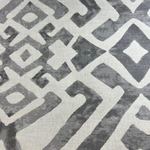 U146 - Tula Nickel - Designer Range - Steel Grey on Tan - Tribal - 65% Polyester, 10% Linen, 25% Viscose - 144cm wide - $20.00 per mt