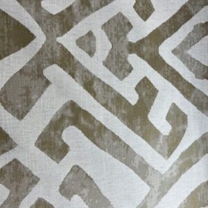 U147 - Upholstery - Tula Khaki - Designer Range - Mustard / Gold on a Tan Base - Tribal Vibes - 65% Polyester, 25% Viscose, 10% Linen - 145cm wide - $20.00 per mtr