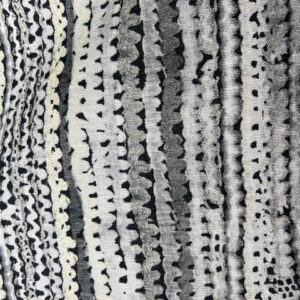 C256 - Designer Range Curtaining - Kamo Kert - Light and Dark Greys with Lemons in a Wave Pattern - 52% Cotton - 48% Linen - 148cm wide - $20.00 per mtr