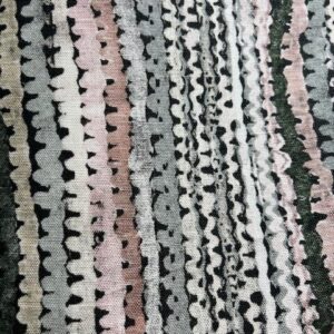 C257 - Curtaining - Designer Range - Kamo Petal - Grey, Tan, Green with Pink Wave Pattern - 52% Cotton - 48% Linen - 148cm wide - $20.00 per mtr