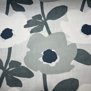 C293 - Curtaining - Charlbury Pebble - Designer Range - 100% Cotton - Large Two Toned Grey Flowers - 142cm wide - $26.00 per mtr