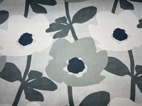 C293 - Curtaining - Charlbury Pebble - Designer Range - 100% Cotton - Large Two Toned Grey Flowers - 142cm wide - $26.00 per mtr