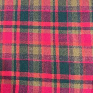 W11 - 100% Wool - Hot Pink on Green Tartan Wool Jacketing - 148cm wide - $59.00 per mtr