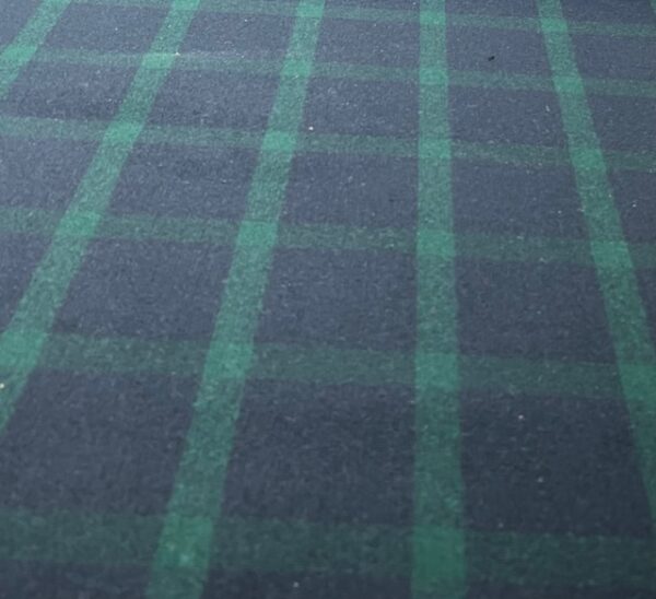 W27 - Wool Blend Jacketing - Green and Navy Tartan  - 60% Wool / 40% Polyester - 148cm wide - $39.00 per mtr