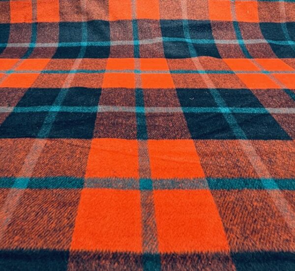 W21 - 100% Wool Jacketing  - My Pick !! - 100% Wool Orange and Teal Tartan - 148cm wide - $59.00 per mtr