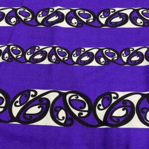 MP-S1C - Purple with Black and White Maori Design 1 - 100% Rayon - 1.15cm wide - $15.00 per mtr