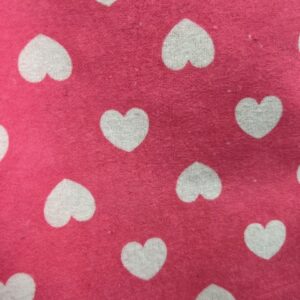 Wincyette - #12 - 100% Brushed Cotton - Mid Pink with White Hearts - 150cm wide - $14.00 per mtr
