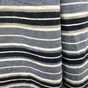 Wincyette - #9 - 100% Brushed Cotton - Thick Blue and White Stripes on Mid Grey - 150cm wide - $14.00 per mtr