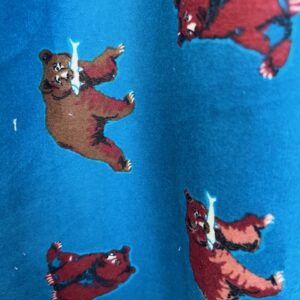 Wincyette - #14 - 100% brushed Cotton - Large Brown / Red Bears on Dark Teal Blue - 150cm wide - $14.00 per mtr