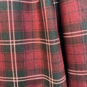 Wincyette - #10 - 100% Brushed Cotton - Tartan Burgundy Red with Black and White Pin Stripes - 150cm wide - $14.00 per mtr