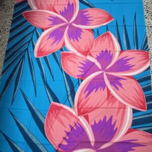 Summer Sarongs - (AA) - Blue with X Large Frangipanne Pink and Purple Flowers - 170cm Long x 110cm wide - 100% Polyester - $15.00 each