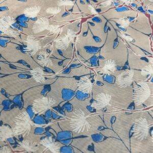 P103 - Polyester Chiffon - Royal Blue with White Fairy Flowers - 100% Polyester - 150cm wide $18.00 per mtr