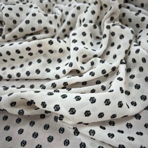 P209 - 100% Polyester - Off White Chiffon with Circle Shapes - 100% Polyester Chiffon - 150cm wide - $22.00 per mtr