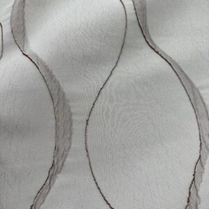 Curtaining (X) - Chicane - Deep Cream with a Rust textured edged Tear Drop - 140cm wide - 100% Polyester - $8.00 pm Special