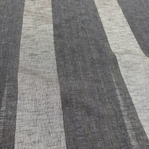 CS156 - 3 mtr Wide / Drop Curtain Sheer - Kensington Twilight - 20cm Brown Stripe / 12cm Silver Stripe - Textured - 100% Polyester - $30.00 per mtr