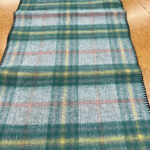 Scarves - EE - Grey, Green with Yellow and Orange Pin Striped Tartan - Knitted edge  - 20% Cashmere / 80% Polyester - 180cm long x 52cm wide - Super Soft and No two are the same - $29.00 each