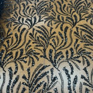 EL8 - Evening Lace - Stunning ! 1930 Style - 100% Nylon Mesh - Black - with Beads and Sequins - 150cm wide - $79.00 per mtr