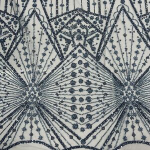 Evening Sequins - ES4 - Blue Tulle with Sequins and Beads on a Retro 1930 Look - STUNNING !! - 100% Nylon Tulle - 160cm wide - $69.00 pm
