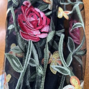 FMB2 - Floral Mesh -Flowers all over - 100% Nylon Mesh - Black with 100% Cotton Embroidery  - 150cm wide - $40.00 per mtr