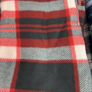 Blanket Cut Edged - BC- K- Tartan Microfleece -180cm long x 155cm wide - Two Toned Black, Cream and Red Pin Stripes- 100% Polyester - $20.00 pm