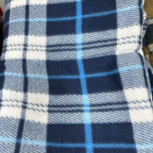 Blanket Cut Edged - BC-C - Tartan Microfleece -180 cm long x 155cm wide -  Navy, White with a Blue Pin Stripe - 100% Polyester - $20.00 pm