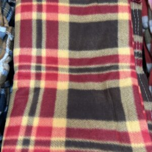 Blanket Cuts- Edged - BC-A - Tartan Microfleece-180cm long x 155cm wide -  Black with Two Toned Tan and Navy Striped - 100% Polyester