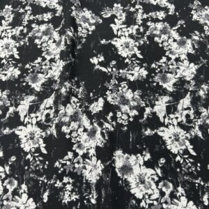 PS28 - Poly / Spandex - Stunning !! - Black with White Floral Spray - 90% Polyester / 10% Spandex - 155cm wide - $18.00 pm