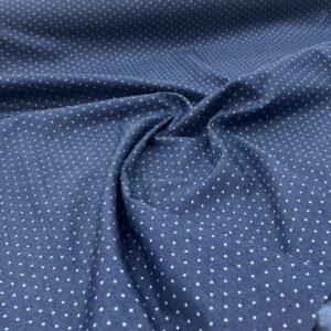 Chambray - DC16 -Navy with a small White Spot - Light weight Denim - 90% Cotton / 10% Spandex- 145cm wide - $22.00 per mtr