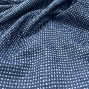 Chambray - DC17 -Mid Blue with small circles - Light weight Denim - 90% Cotton / 10% Spandex- 150cm wide - $22.00 per mtr
