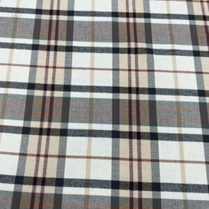 BC-2 - Brushed Cotton - Burberry Look - Grey, Cream, Rust with Maroon and  Pink Pinstripe - 100% Brushed Cotton - 155cm wide - $18.00 per mtr