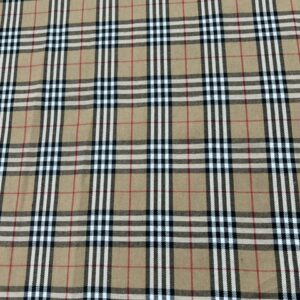 BC-4 - Brushed Cotton - Burberry Look - Traditional Two Toned Tan and Cream with Red Pinstripe - 100% Brushed Cotton - 150cm wide - $18.00 per mtr