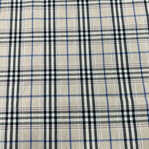 BC-5 - Brushed Cotton - Burberry Look - Black, Tan with Cream - Blue Pinstripe - 100% Brushed Cotton - 147cm wide - $18.00 per mtr