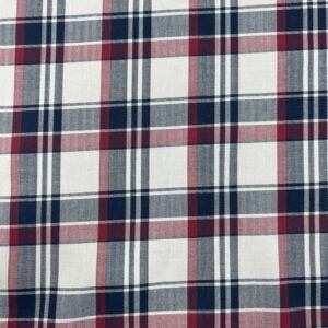 BC-7 - Brushed Cotton - Large Check in Denim, Red and White  - 100% Brushed Cotton - 150cm wide - $18.00 per mtr