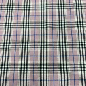 BC-11 - Slightly Brushed Cotton - Burberry Look -  Large Check of Pink with Black and Cream - Blue Pin Stripe - 100% Cotton - 148cm wide - $16.00 per mt