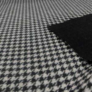 W38 -  100% Wool Jacketing - Double Thickness - Reversible - Black and Grey Hounds-tooth - 10mm Wide with a Black Backing - 100% Wool Jacketing - 150cm wide - $59.00 per mtr