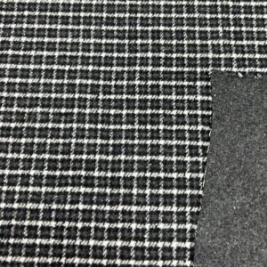 W41 -  Wool / Blend Jacketing - Double Thickness - Reversible -Grey 5mm Squares with Black and White Pin Stripes -  Grey Backing - 50% Wool / 50% Polyester Jacketing - 152cm wide - $49.00 per mtr