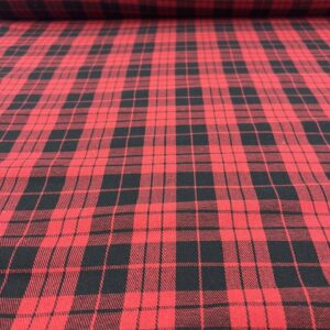 BC-17 - 100% Brushed Cotton -Red and Black - 3cm x 3.5cm Square Double Check- 100% Cotton - 147cm wide - $18.00 per mt
