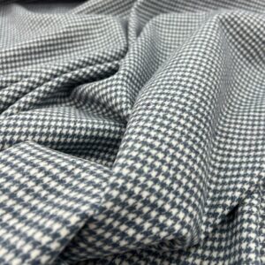 W45 - Wool Blend Jacketing -Double Thickness - Denim Blue / White Houndstooth - Reversible - 60% Wool - 40% Polyester -  154cm wide - $39.00 per mtr