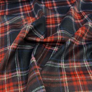 W47 - Wool Blend Jacketing -Navy and Red Tartan with Pink, Blue and White Pinstripe - Stunning ! - 60% Wool - 40% Polyester -154cm wide - $49.00 per mtr