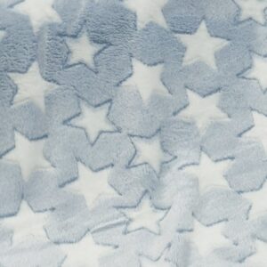 CF3 - Cuddle Fleece -Baby Blue with Large White Stars - Super Cute ! - 165cm wide - 100% Polyester - $16.00 per mtr